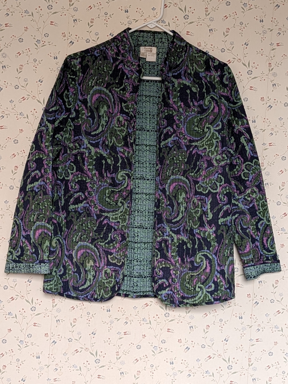 Baxter & Wells L Open Front Jacket Quilted lightweight Art to Wear Teacher